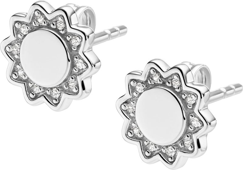 فوسيل أقراط أذن نسائية من الفضة الإسترلينية من Fossil Elliott You Are My Sunshine، فضية - Image 1