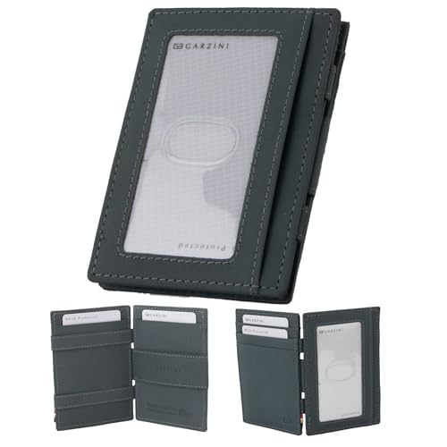 GARZINI Magic Wallet with ID Holder, Minimalist Wallet with RFID card holder, Leather Wallet for 8 cards, Sapphire Blue - Image 1