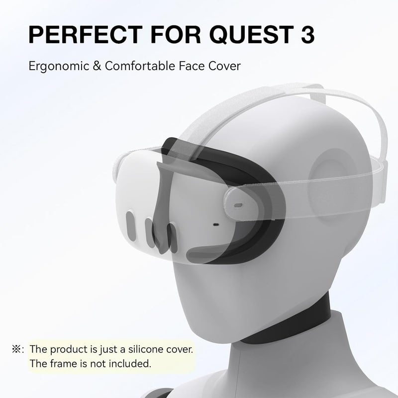 Careflection VR Silicone Face Pad Cover for Meta Quest 3 Original Headset Accessories, VR Face Cushion Pad Mask for Oculus Quest 3 Headset Face Pad (Black) - Image 2