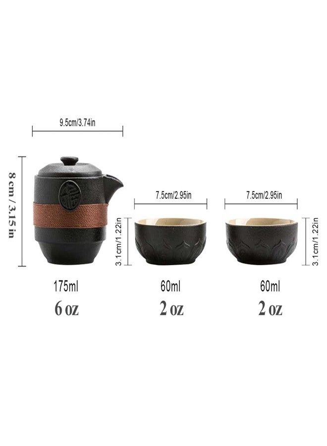 MIATTCLD Travel Tea Set Porcelain Chinese Gongfu Teapot Set, MIATTCLD Portable Ceramic Tea Sets Traditional Asian Tea Set with 1 Pot 2 Cups All in One Gift Bag for Travel, Home, Picnic, Outdoor and Office - Image 5