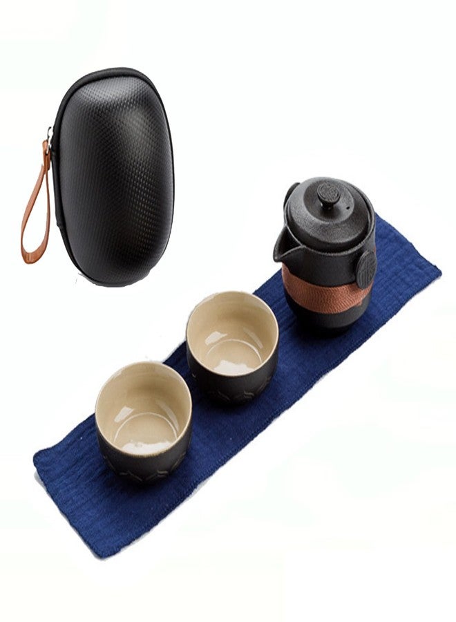 MIATTCLD Travel Tea Set Porcelain Chinese Gongfu Teapot Set, MIATTCLD Portable Ceramic Tea Sets Traditional Asian Tea Set with 1 Pot 2 Cups All in One Gift Bag for Travel, Home, Picnic, Outdoor and Office - Image 1