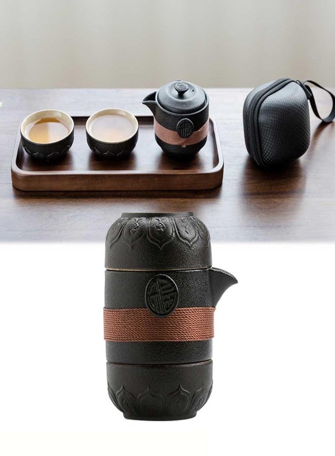 MIATTCLD Travel Tea Set Porcelain Chinese Gongfu Teapot Set, MIATTCLD Portable Ceramic Tea Sets Traditional Asian Tea Set with 1 Pot 2 Cups All in One Gift Bag for Travel, Home, Picnic, Outdoor and Office - Image 2