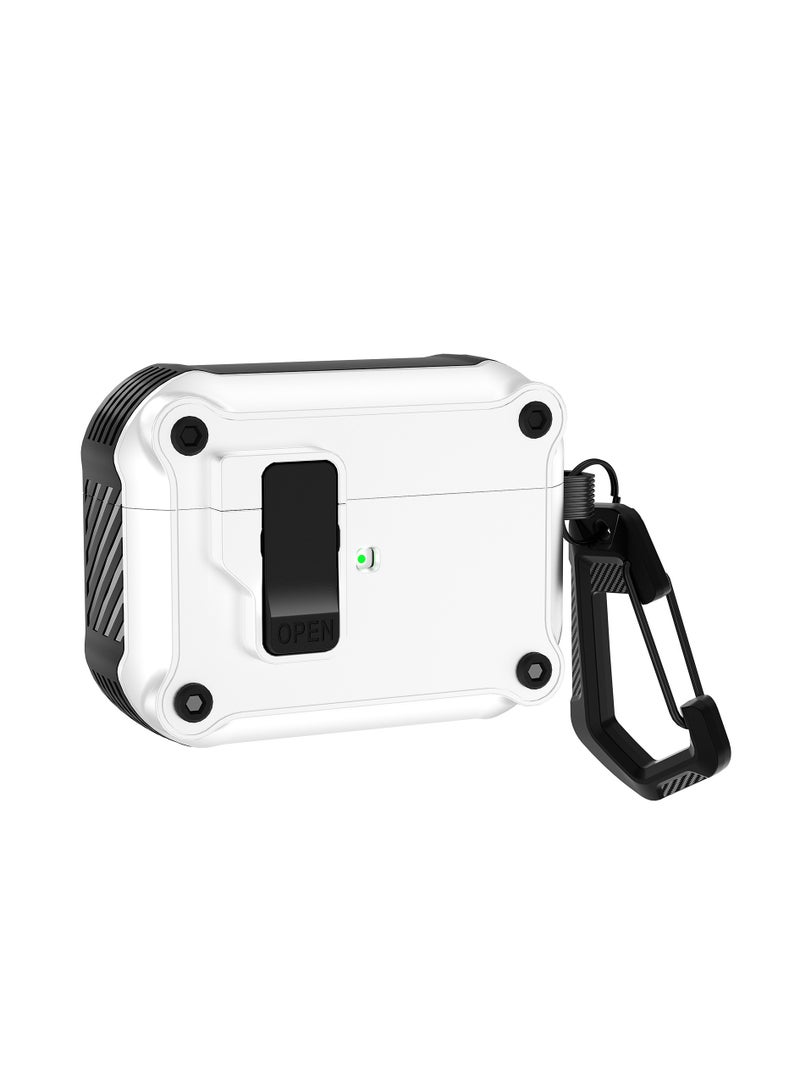 General For Airpods 1/2 earbuds case with automatic safety lock clip, hard-shell full-body case, compatible with Apple Airpods 1/2 wireless charging case 
