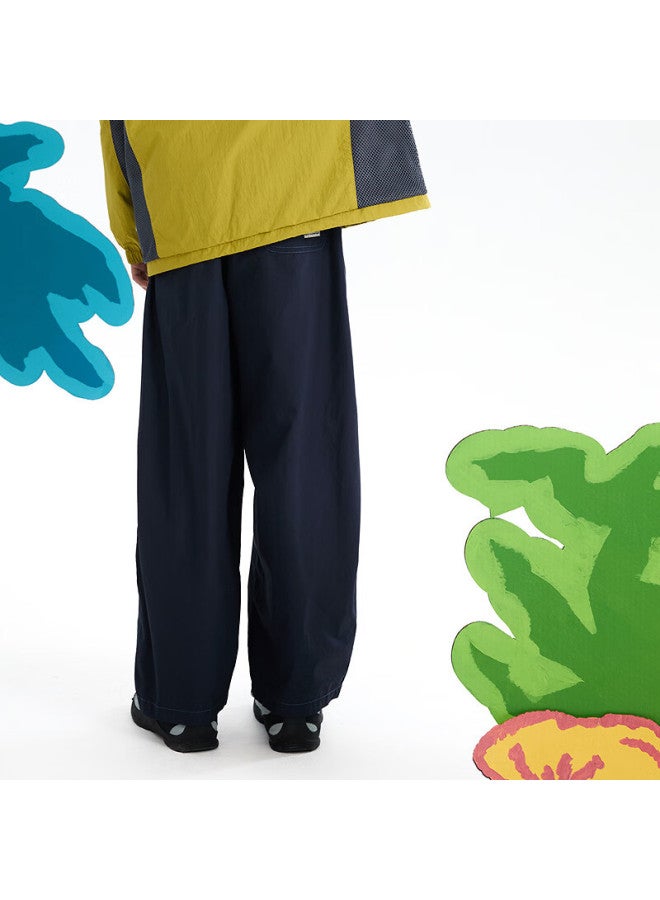 Mipo New Children's Spring Pure Cotton Breathable Long Pants Outdoor Casual Cargo Pants Navy Blue 130cm - Image 3