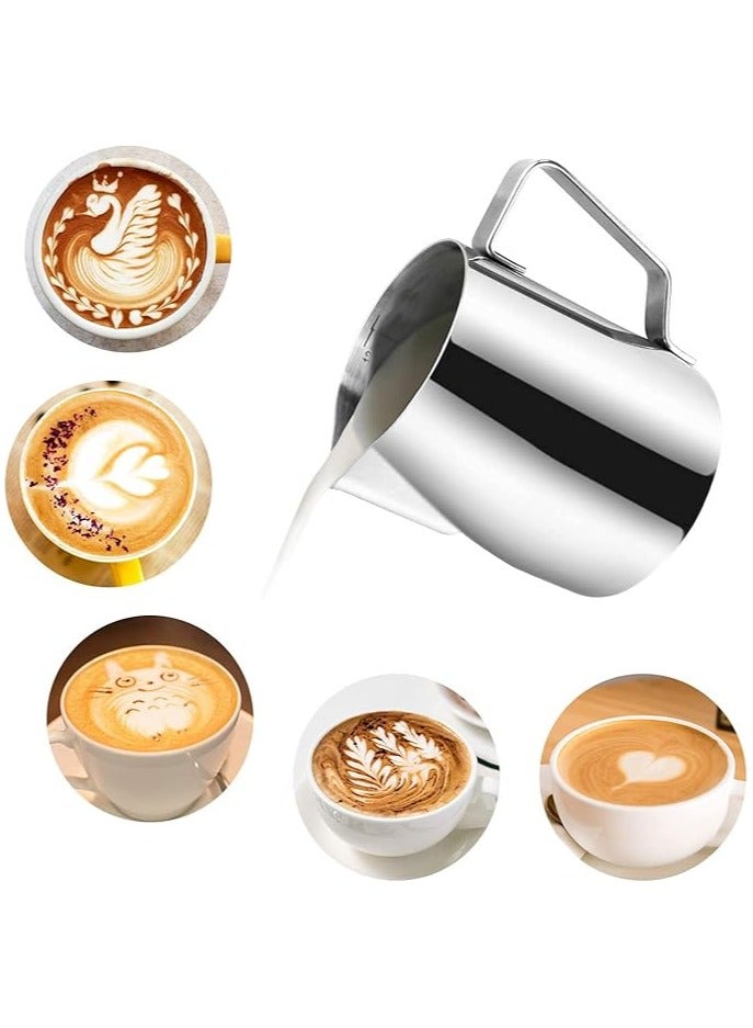 600ml Milk Frothing Jug  Stainless Steel Milk Pitcher Cup Barista Milk Jug  Stainless Steel Powder Shakers and Coffee Decorating Art Pen  Coffee Latte Art Stencils for Making Coffee Cappuccino Frothing Milk Coffee Machine  - Image 2