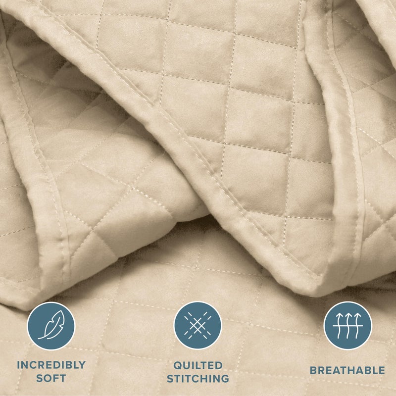 Bare Home Coverlet Set - Full/Queen - Lightweight Bed Decor - Comforter Alternative - All-Season Quilted Bedspread (Full/Queen, Sand) - Image 2