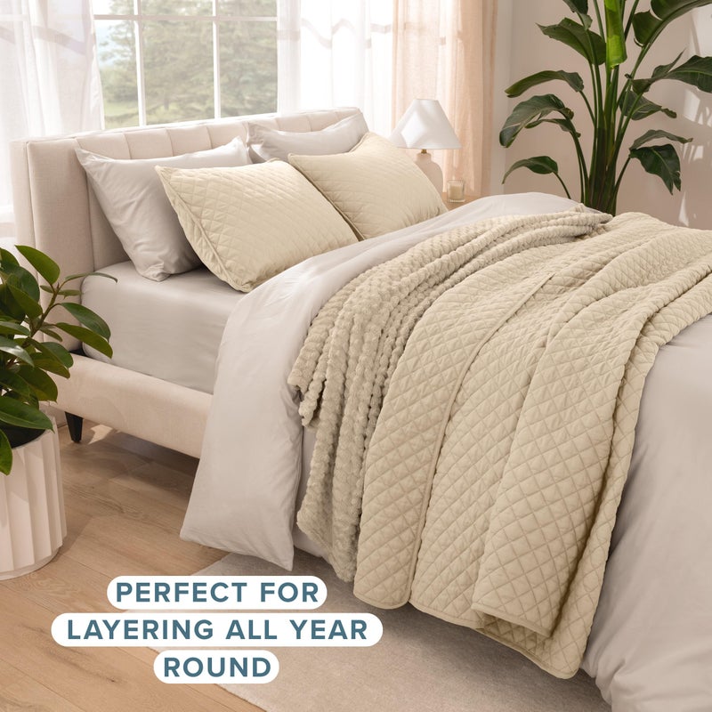 Bare Home Coverlet Set - Full/Queen - Lightweight Bed Decor - Comforter Alternative - All-Season Quilted Bedspread (Full/Queen, Sand) - Image 3