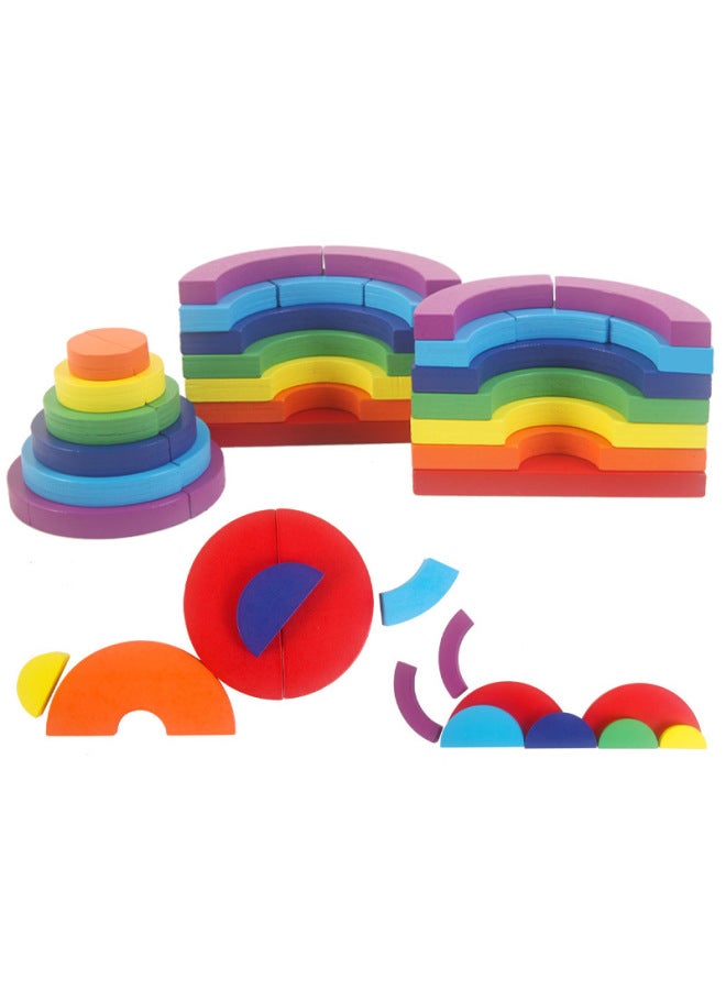 لعبة ألغاز ستيريو للتفكير الإبداعي للأطفال، لعبة خشبية للأطفال، التعليم المبكر، مكعبات بناء تعليمية، ذكاء مرصوف عالي اللون: مكعبات بناء للتفكير الإبداعي - Image 2