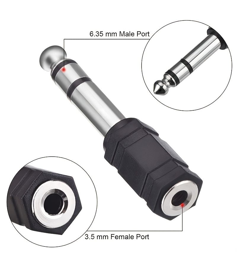 2 Sets 3.5mm to 6.5mm Audio Adapter PC Microphone Guitar Speakers - Image 3