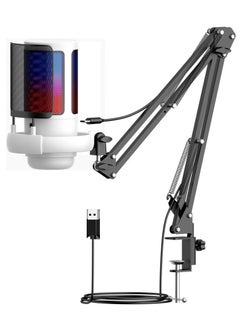 Furtey Gaming Microphone USB Condenser Podcast Microphone with RGB Lighting Tap-to-Mute Sensor Cardioid Polar Pattern for Gaming Streaming  - Image 1