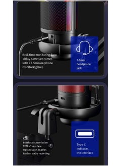 Furtey Gaming Microphone USB Condenser Podcast Microphone with RGB Lighting Tap-to-Mute Sensor Cardioid Polar Pattern for Gaming Streaming  - Image 5