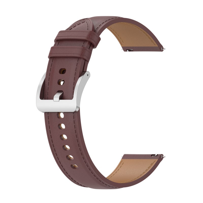 S-TOP For For Garmin Forerunner 645 Music Embossed Genuine Leather Watch Band(Dark Brown) - Image 2