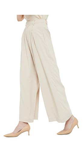 Tronjori Women High Waist Casual Wide Leg Long Palazzo Pants Trousers Regular Size(M,Summer Beige) - Image 5
