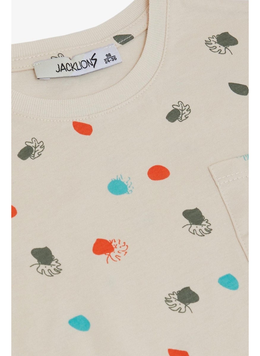 Jack Lions - Boy's T-Shirt Leaf Patterned Polka Dot 1.5-5 Years, Beige - Image 1