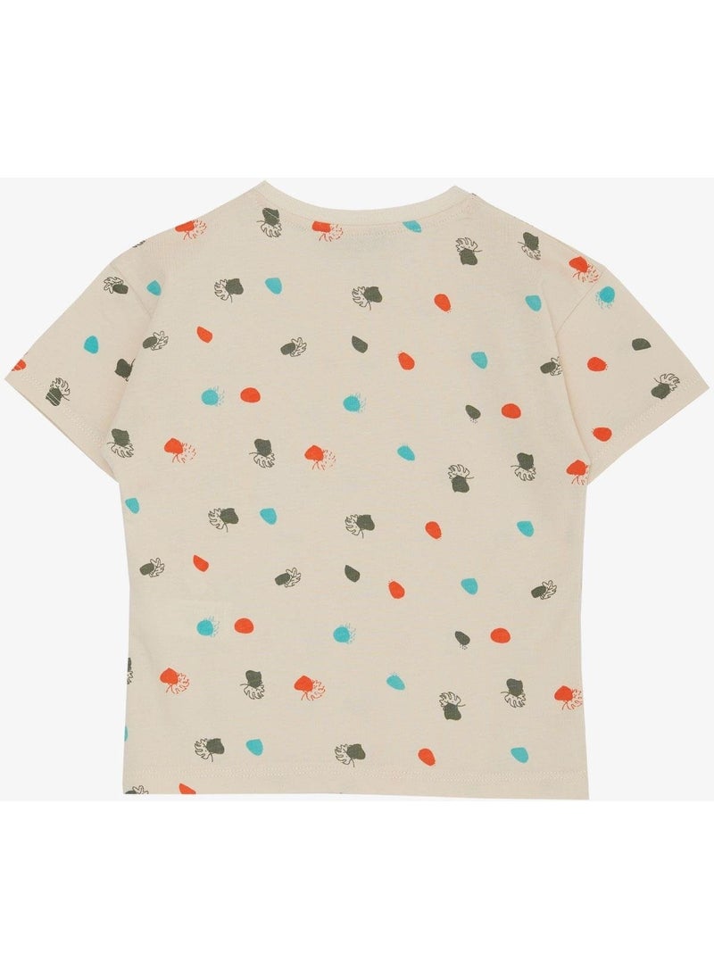 Jack Lions - Boy's T-Shirt Leaf Patterned Polka Dot 1.5-5 Years, Beige - Image 1