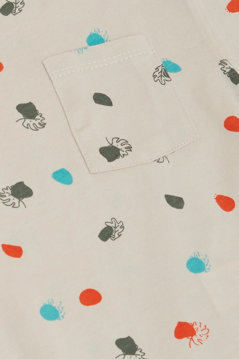 Jack Lions Boy's T-Shirt Leaf Patterned Polka Dot 1.5-5 Years, Beige