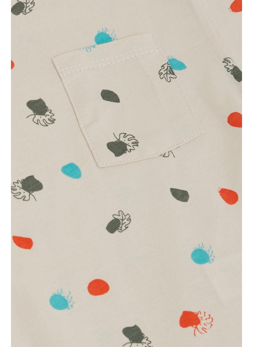 Jack Lions - Boy's T-Shirt Leaf Patterned Polka Dot 1.5-5 Years, Beige - Image 1
