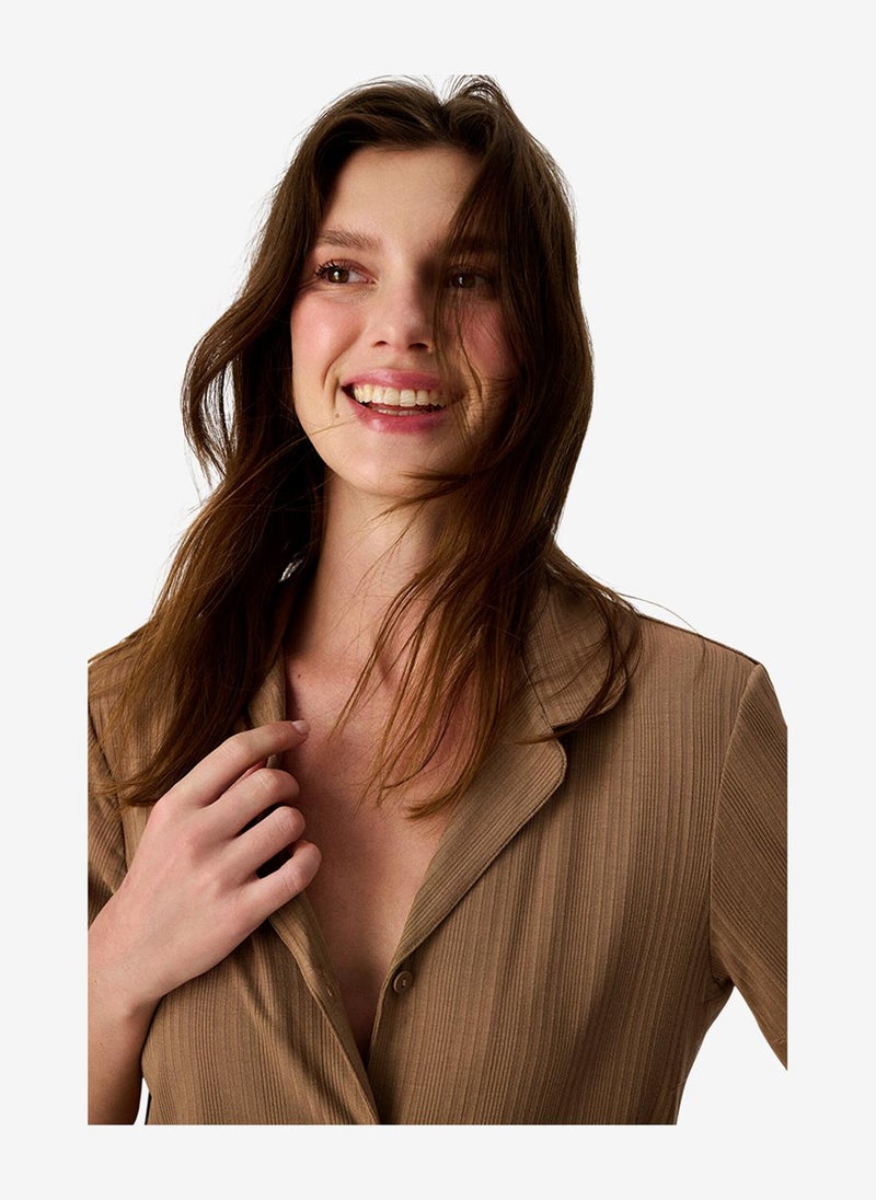 Penti Women's Brown Short Sleeve Viscose Pyjama Set with Shorts - Image 3