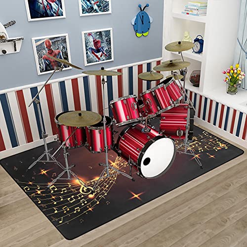 TORIBIO Drum Rug, 4 Ft x 6 Ft Drum Mat Carpet Music Rug with Non-Slip Grip Bottom, Soundproof Rug Pads Electrical Carpet Accessories for Drummers,Musical Note - Image 2