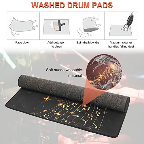 TORIBIO Drum Rug, 4 Ft x 6 Ft Drum Mat Carpet Music Rug with Non-Slip Grip Bottom, Soundproof Rug Pads Electrical Carpet Accessories for Drummers,Musical Note - Image 4