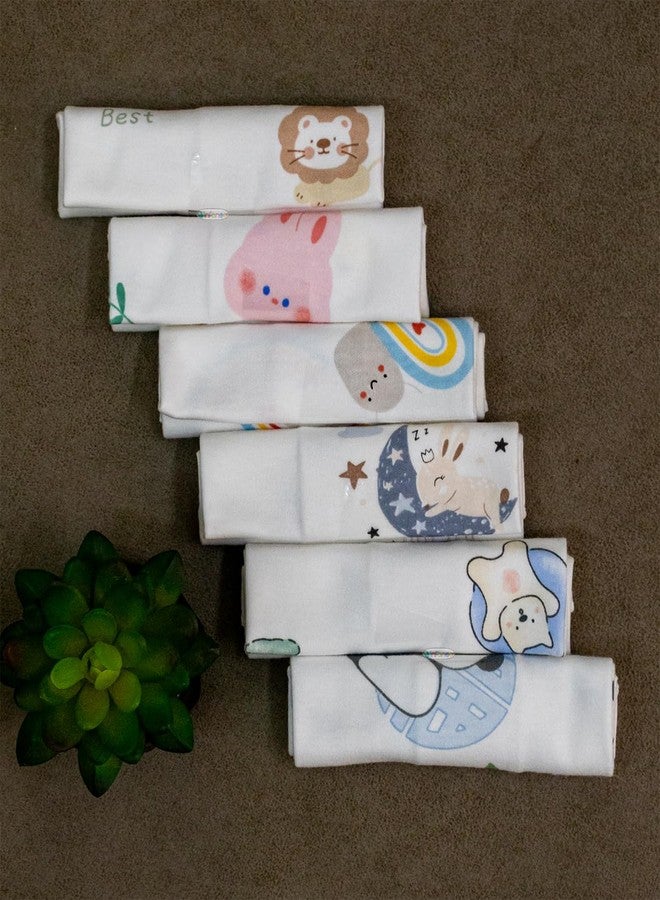 Rachna Premium Cotton Hosiery Baby Washcloth Set - 171A - Pack of 6, 26×28 cm (10×11 in) | Extra‑Soft, Quick‑Dry Muslin Face & Burp Napkins for Newborns & Infant Care - Image 3