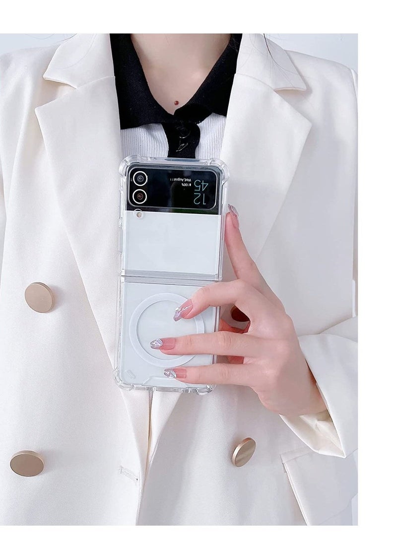 Raxoom Samsung Galaxy Z Flip 4 Magsafe Clear Case, With Magnetic and Support Wireless Charger, Transparent Shockproof and Drop-Proof Hard PC Phone Cover for Galaxy Z Flip 4 - Image 4