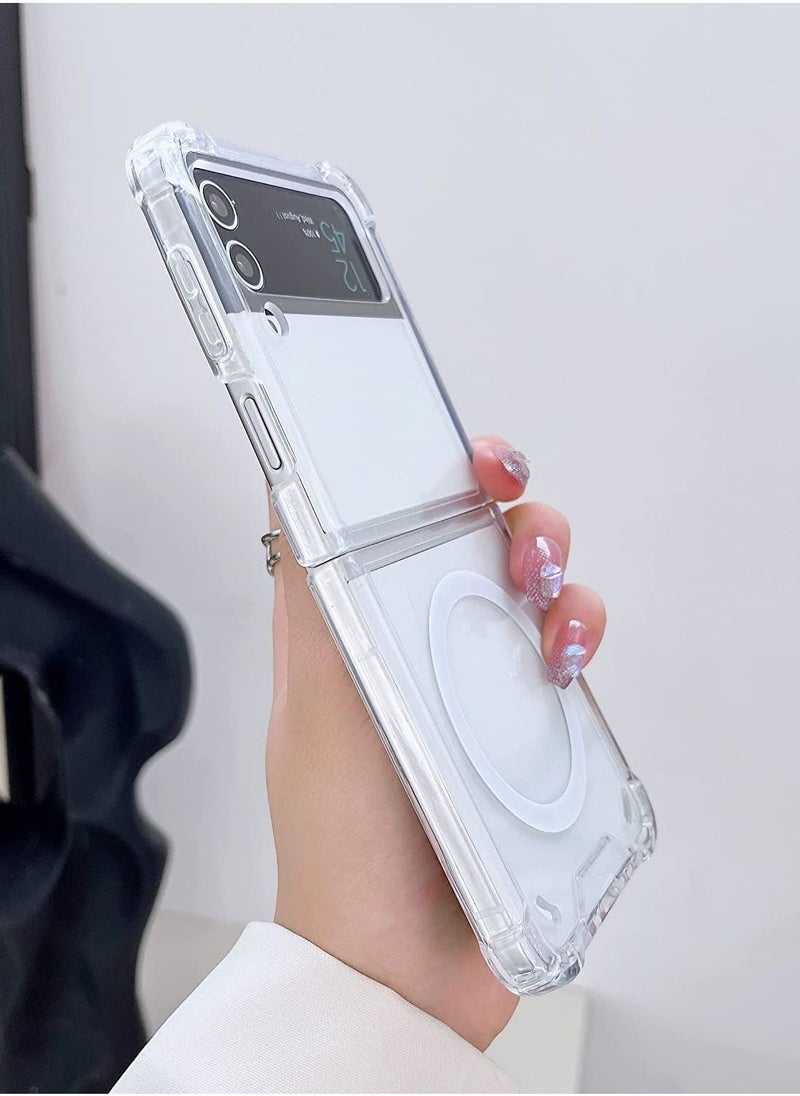 Raxoom Samsung Galaxy Z Flip 4 Magsafe Clear Case, With Magnetic and Support Wireless Charger, Transparent Shockproof and Drop-Proof Hard PC Phone Cover for Galaxy Z Flip 4 - Image 3
