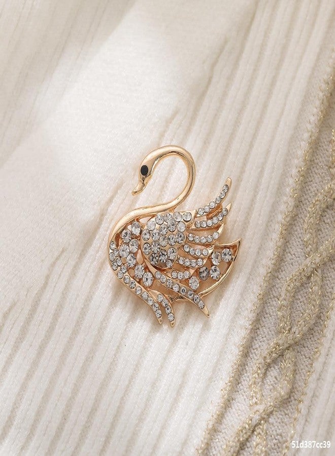 Shejuety fashion women's animal brooch zircon swan brooch sweater jacket cardigan sweater needle clothing accessories designed specifically for fashionable women, suitable for holiday jewelry gifts (golden-2) - Image 3