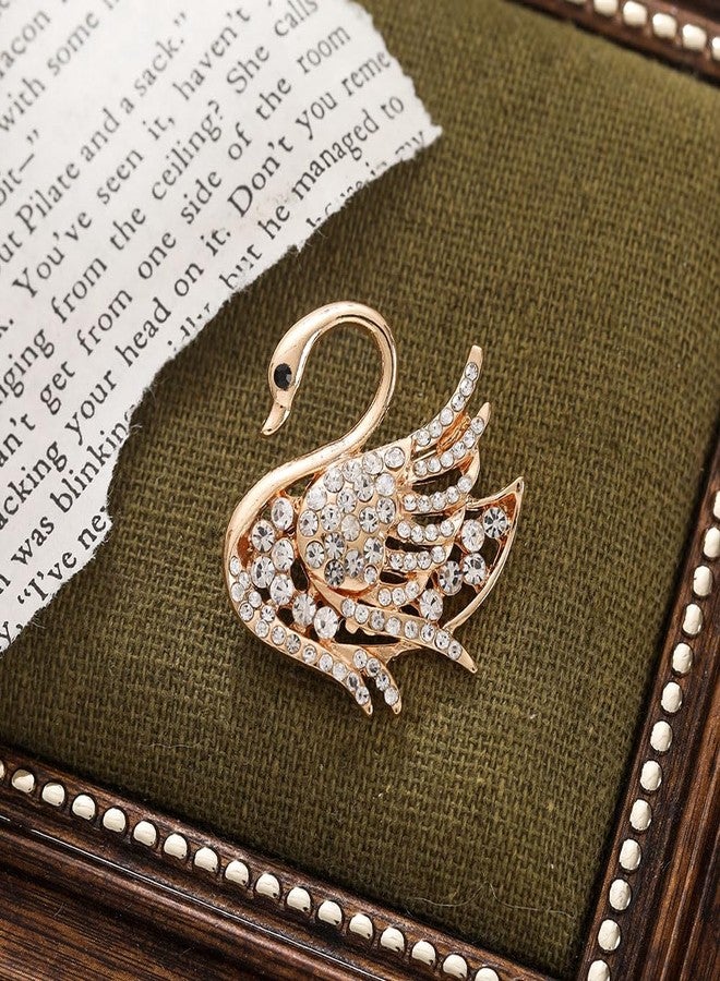 Shejuety fashion women's animal brooch zircon swan brooch sweater jacket cardigan sweater needle clothing accessories designed specifically for fashionable women, suitable for holiday jewelry gifts (golden-2) - Image 4
