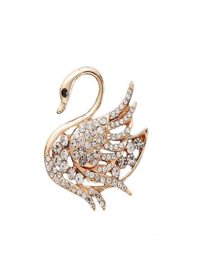 Shejuety fashion women's animal brooch zircon swan brooch sweater jacket cardigan sweater needle clothing accessories designed specifically for fashionable women, suitable for holiday jewelry gifts (golden-2) - Image 1