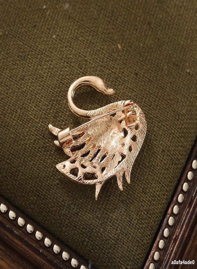 Shejuety fashion women's animal brooch zircon swan brooch sweater jacket cardigan sweater needle clothing accessories designed specifically for fashionable women, suitable for holiday jewelry gifts (golden-2) - Image 5