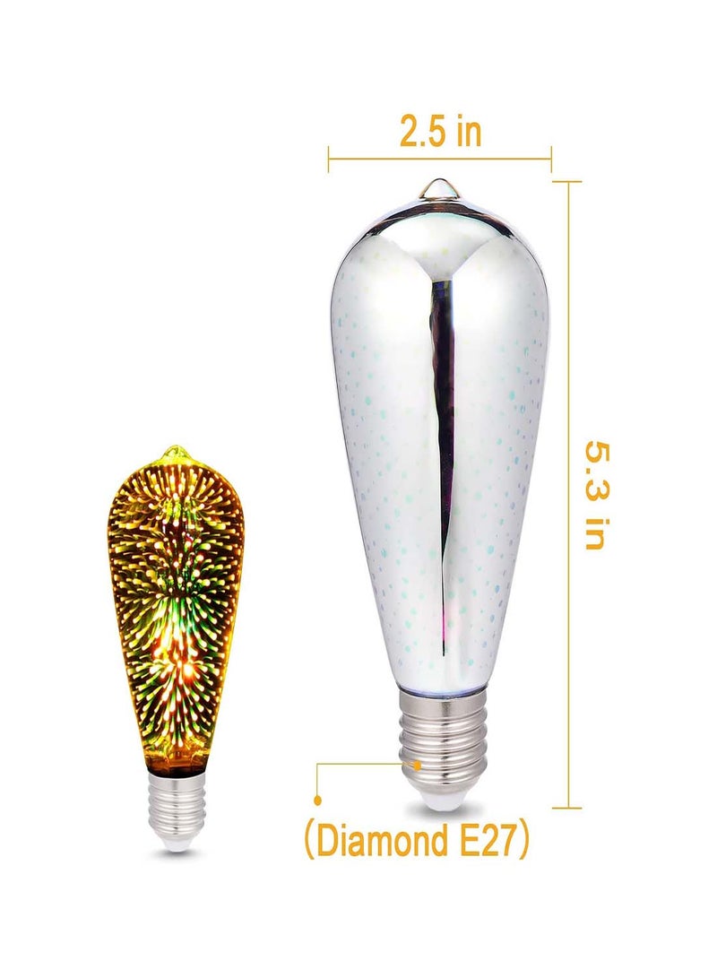 لمبات إضاءة الألعاب النارية LED ثلاثية الأبعاد الملونة، لمبات Edison E27 العتيقة للإضاءة المنزلية الزخرفية، مثالية لحفلات العطلات وفعاليات الديسكو (قطعة واحدة)  - Image 2