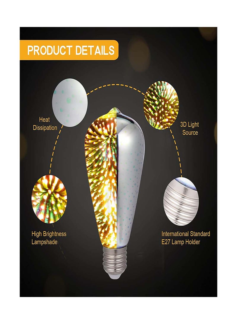 لمبات إضاءة الألعاب النارية LED ثلاثية الأبعاد الملونة، لمبات Edison E27 العتيقة للإضاءة المنزلية الزخرفية، مثالية لحفلات العطلات وفعاليات الديسكو (قطعة واحدة)  - Image 5