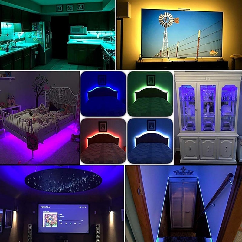 Snoogg شاشة LED SNOOGG 5 متر إضاءة خلفية RGB متعددة الألوان لكل متر SMD 5050 ضوء LED USB شريط 5 متر مع وحدة تحكم 3 أزرار 4 دبابيس لإضاءة الألعاب مجموعة إضاءة محيطية - Image 2