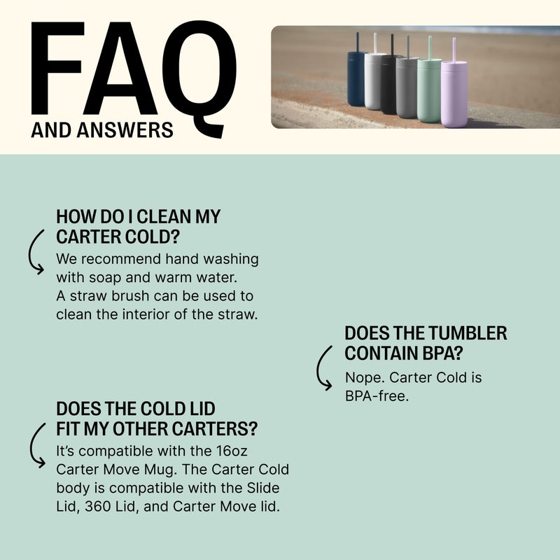 FELLOW فنجان سفر بارد كارتر سعة 16 أونصة من فيلو للماء، الشاي المثلج، القهوة، السموذي، القهوة المثلجة والمزيد - كوب معزول بالفولاذ المقاوم للصدأ مع غطاء مقاوم للتسرب وقشة - أبيض غير لامع - Image 4