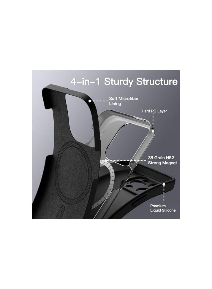 JETech Magnetic Silicone Case for iPhone 12 Pro Max 6.7-Inch, Compatible with MagSafe, Phone Cover with Camera Lens Full Protection (Black) - Image 3