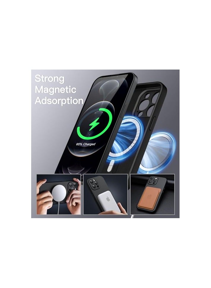 JETech Magnetic Silicone Case for iPhone 12 Pro Max 6.7-Inch, Compatible with MagSafe, Phone Cover with Camera Lens Full Protection (Black) - Image 5