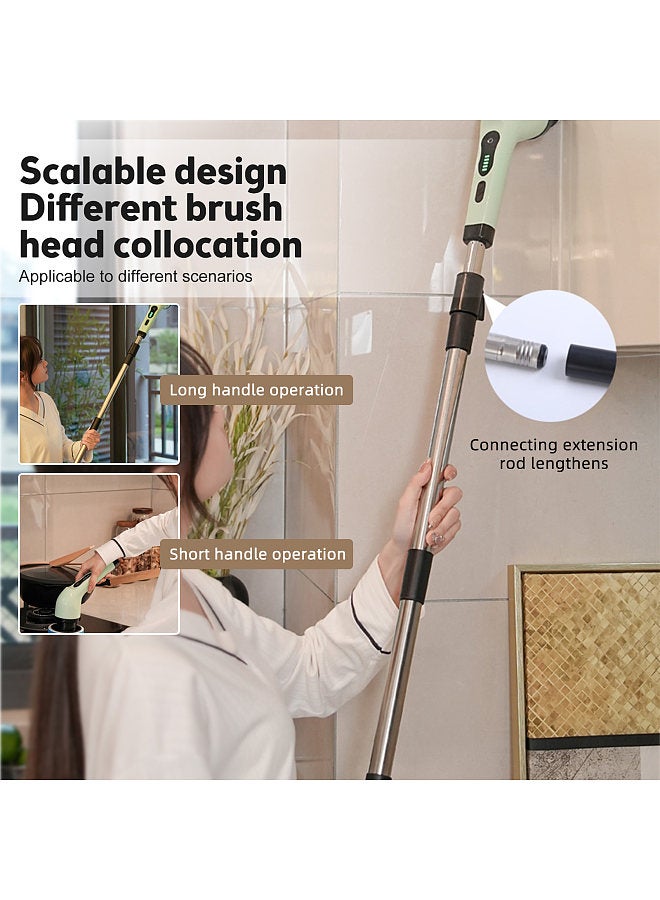 Cordless Electric Spin Scrubber 9 Replacement Cleaning Heads IPX6 Waterproof Dual Speed Shower Cleaning Brush with Extension Arm for Bathroom Bathtub Grout Tile Floor  - Image 4
