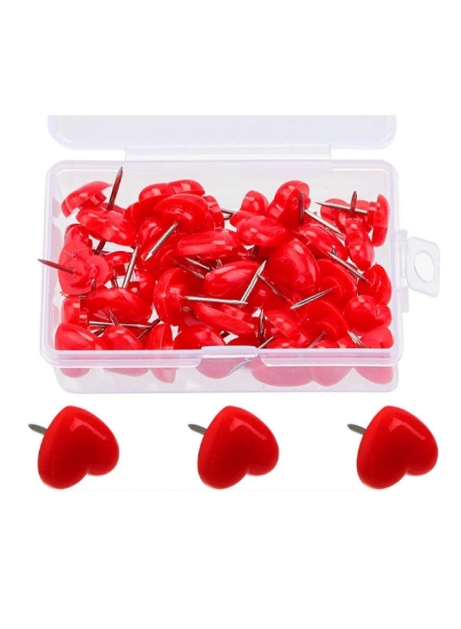 100Pcs Heart Push Pins for Cork Board Pushpins Flat Head Thumbtacks for Notice Board Bulletin Boards Signs Map Location Pins Home School Office - Image 3