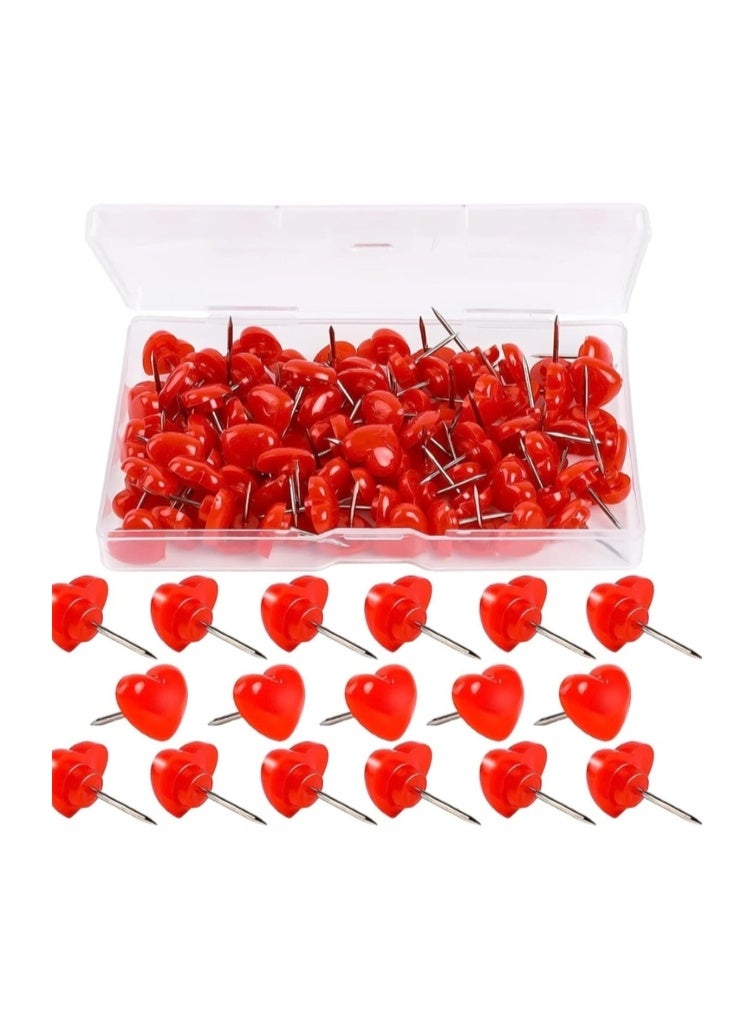 100Pcs Heart Push Pins for Cork Board Pushpins Flat Head Thumbtacks for Notice Board Bulletin Boards Signs Map Location Pins Home School Office - Image 1