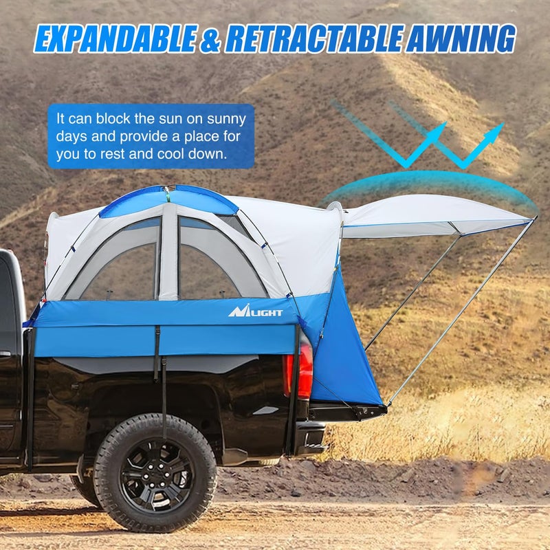 Nilight Truck Bed Tent 5.0-5.5FT Pickup Truck Tents with Removable Awning Waterproof PU2000mm Double Layer Rainfly Storage Bag 2-Person Sleeping Tailgate Bed Tents for Camping Travel Outdoor,Blue Grey - Image 4