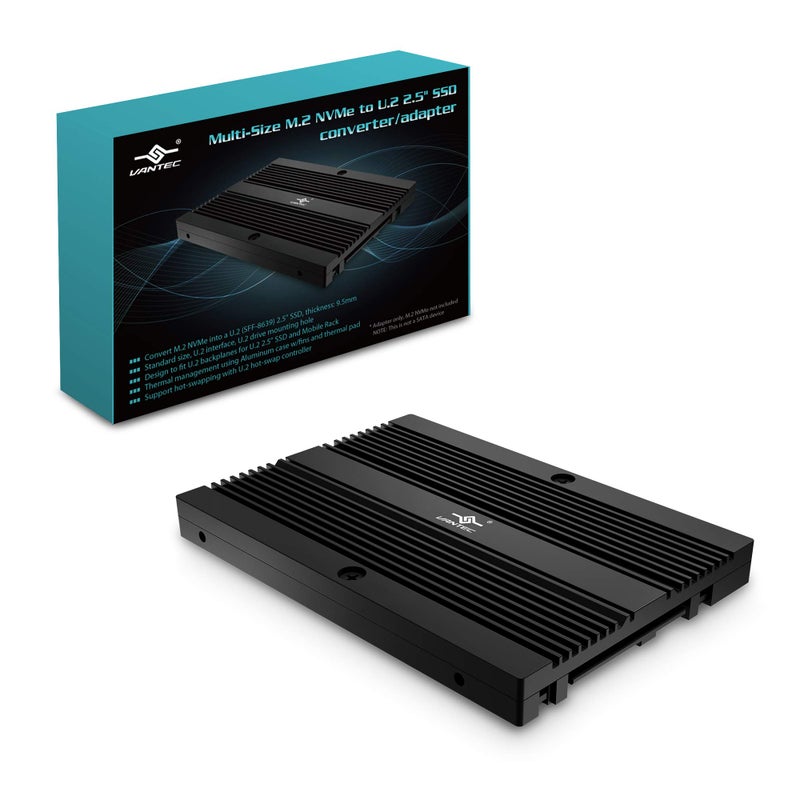Vantec Multi-Size M.2 NVMe to U.2 (SFF-8639) 2.5"" SSD Adapter (MRK-NVM2U2-BK), Convert M.2 NVMe into U.2 not for SATA, Black - Image 5
