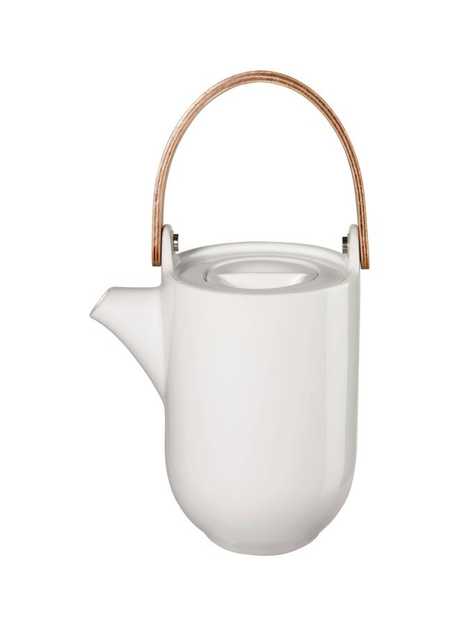 ASA Coppa White Yuki 19371017 Teapot with Wooden Handle Porcelain 0.6 L Dimensions 14.5 cm x 10.7 cm x 12 cm - Image 1