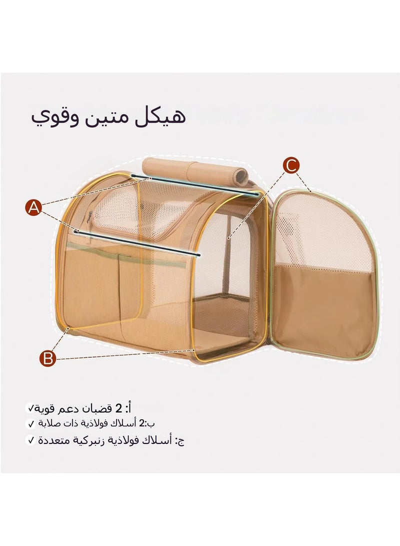 حقيبة القطط قابلة للتوسع، قابلة للتنفس ومحمولة للخروج مع حقيبة ظهر واسعة للقطط، تشبه الكبسولة، وحقيبة للحيوانات الأليفة. - Image 2
