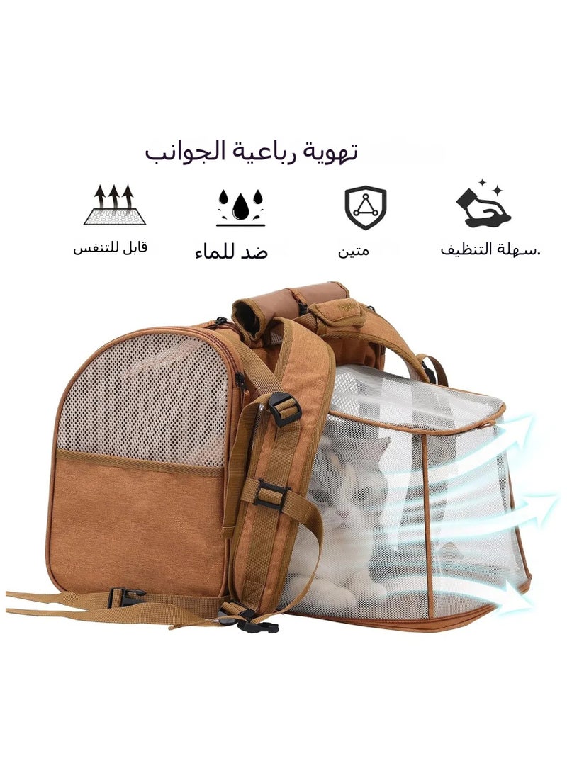 حقيبة القطط قابلة للتوسع، قابلة للتنفس ومحمولة للخروج مع حقيبة ظهر واسعة للقطط، تشبه الكبسولة، وحقيبة للحيوانات الأليفة. - Image 4