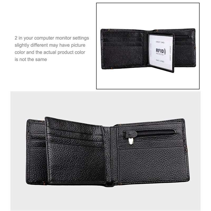 1pc Mad Short Wallet Leather Retro Classical Leather Wallet for Men (Black) - Image 4