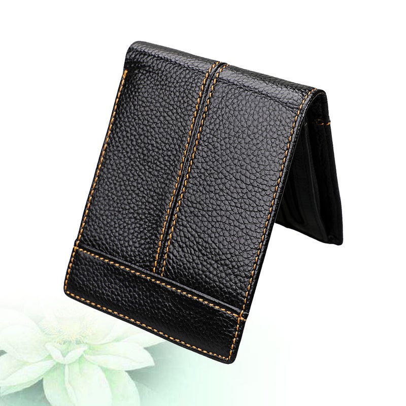 1pc Mad Short Wallet Leather Retro Classical Leather Wallet for Men (Black) - Image 5