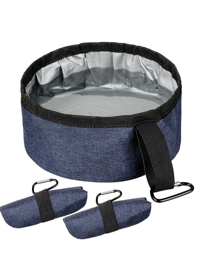 Meanplan 2 Pack Portable Dog Bowls Foldable Travel Dog Dish Portable Dog Water Bowl Water And Food Bowls Pet Hiking Accessories For Small And Large Dogs (Dark Blue, 40 Oz) - Image 1