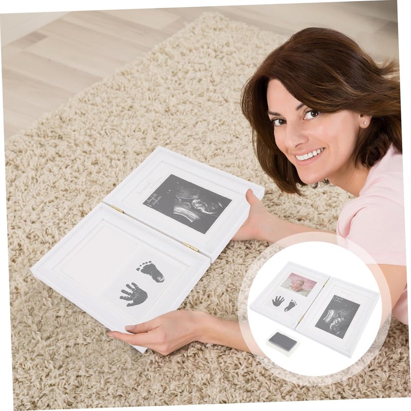 Photo Frame with Sonogram and Newborn Handprint Keepsake, White Pvc 31x21cm for Memory Display - Image 4