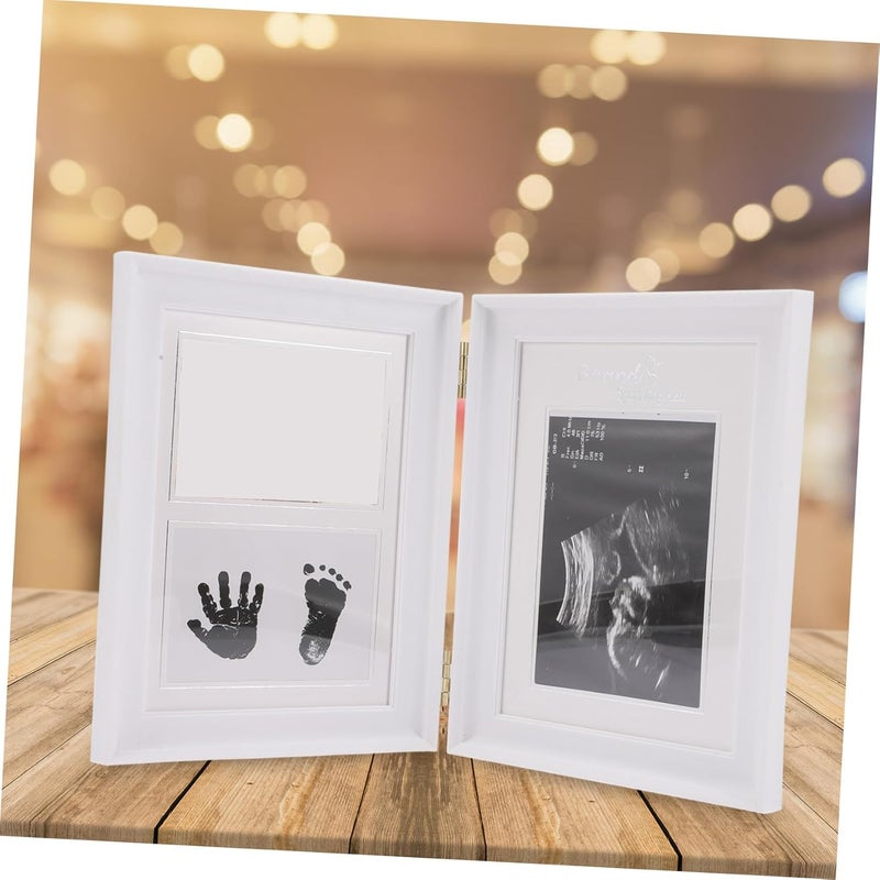 Photo Frame with Sonogram and Newborn Handprint Keepsake, White Pvc 31x21cm for Memory Display - Image 5
